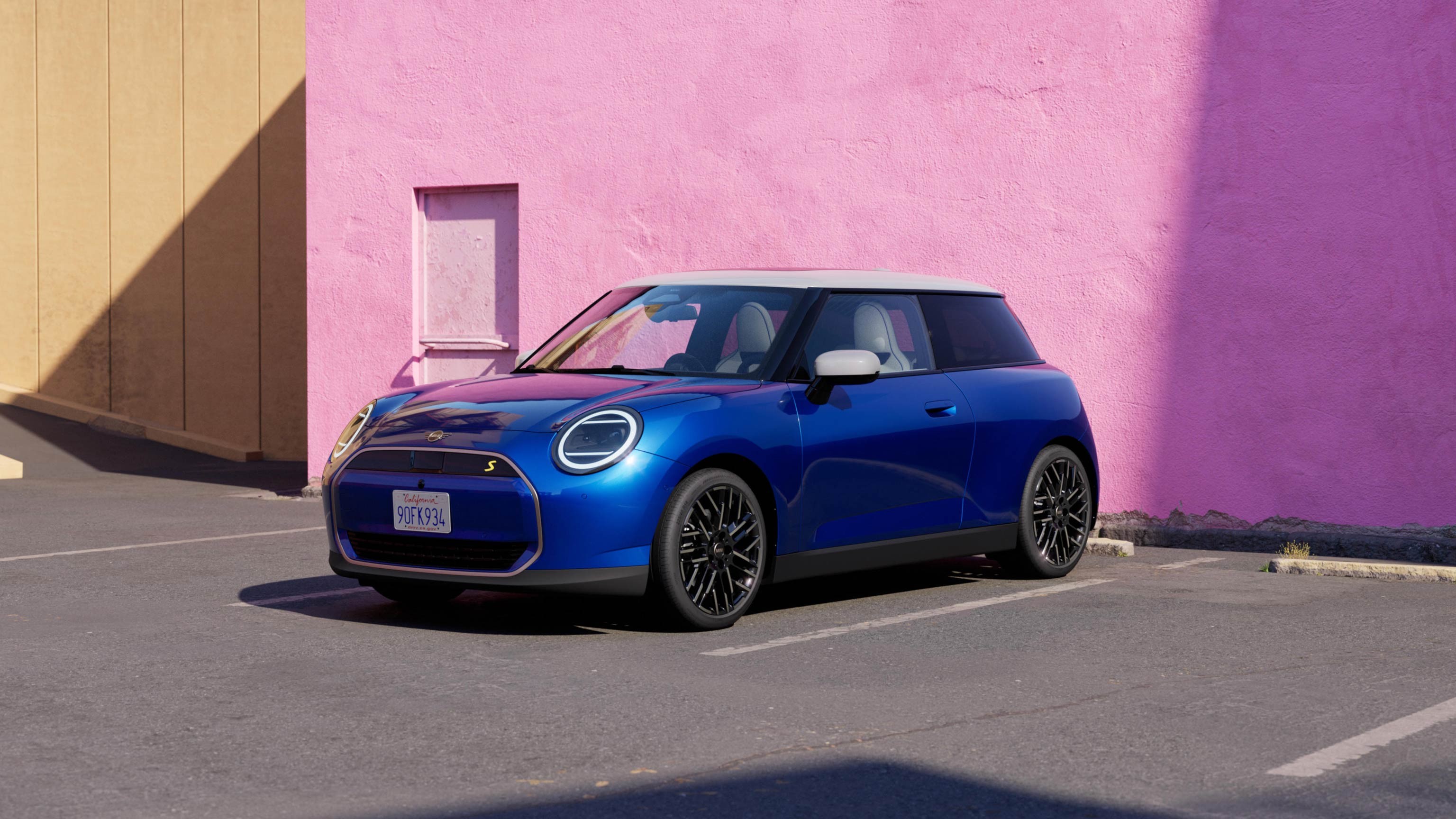 All-electric Mini Cooper – model shelf - background